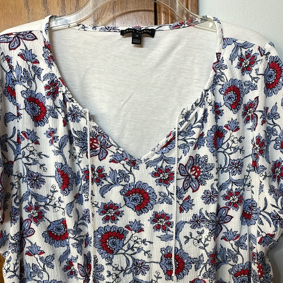 LANE BRYANT UEC Women’s Sz 14 pattern mixed media short sleeve shirt top white - Picture 4 of 10